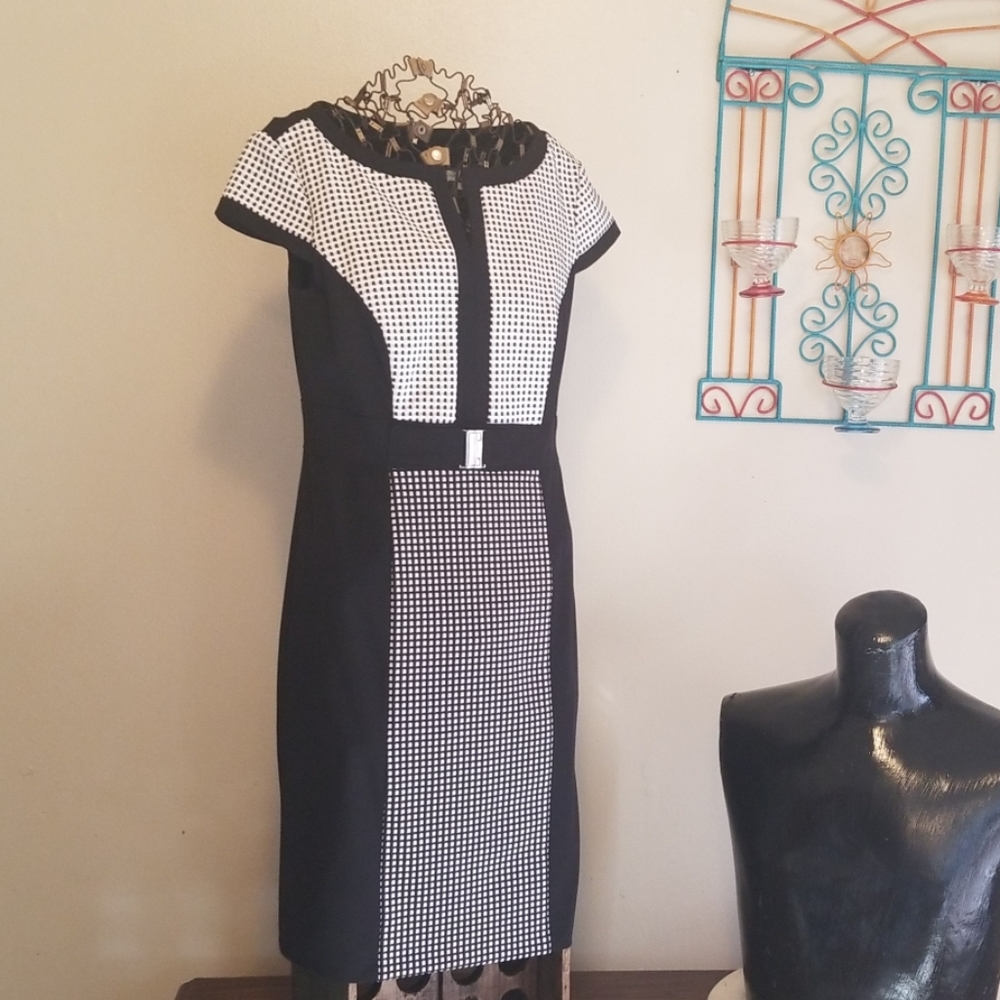 Black and white dress.